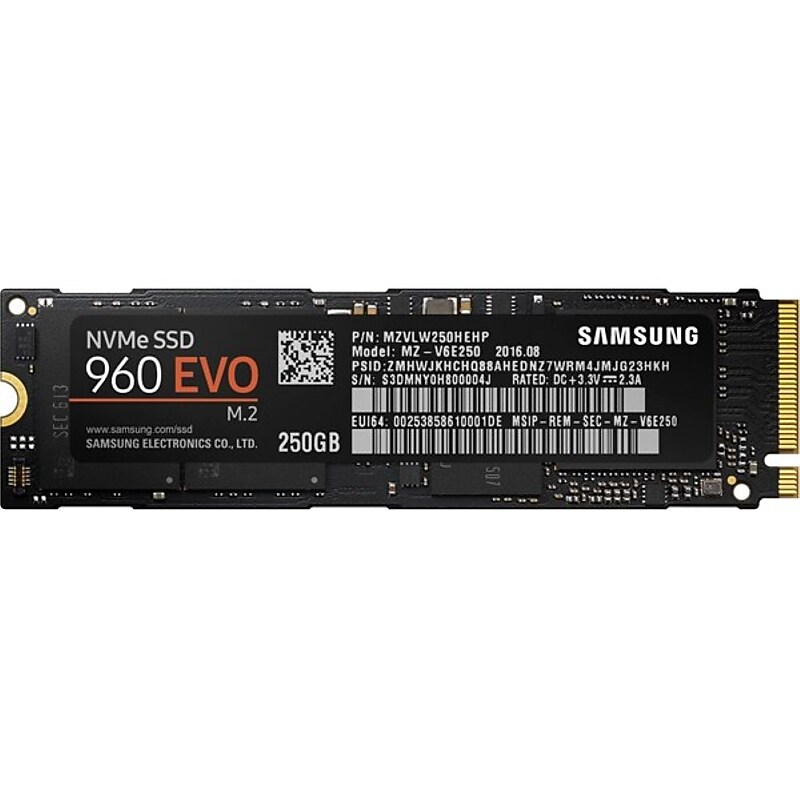 Samsung 960 EVO 250GB M.2 PCIe NVMe Internal Solid State Drive, V-NAND (MZ-V6E250E) image 1