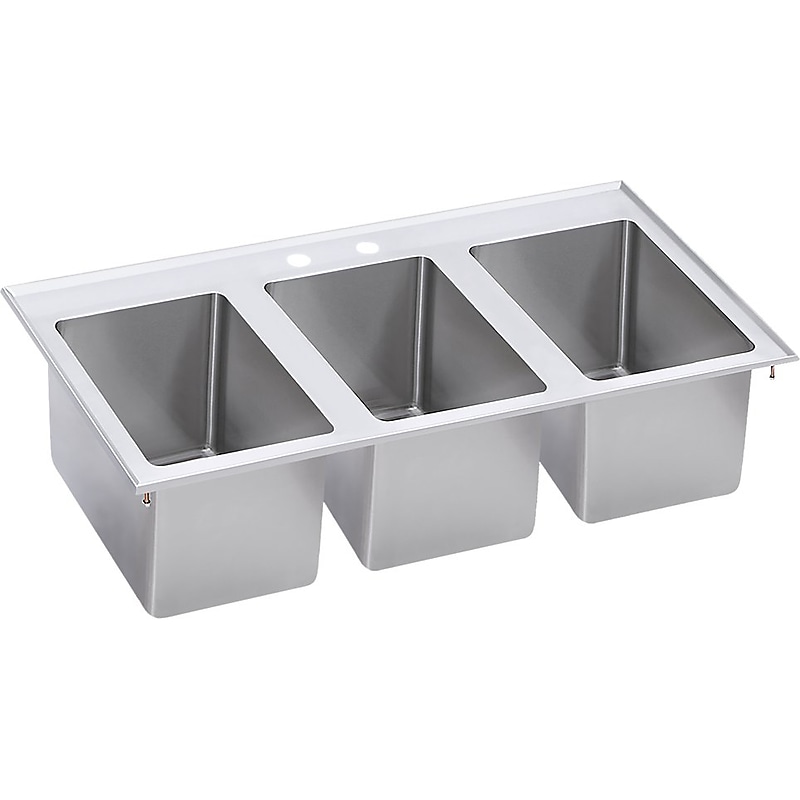 Elkay Triple-Bowl Drop-In Kitchen Sink, 19" x 37" x 10", Stainless Steel, Silver (DI-3C-101410X) image 1