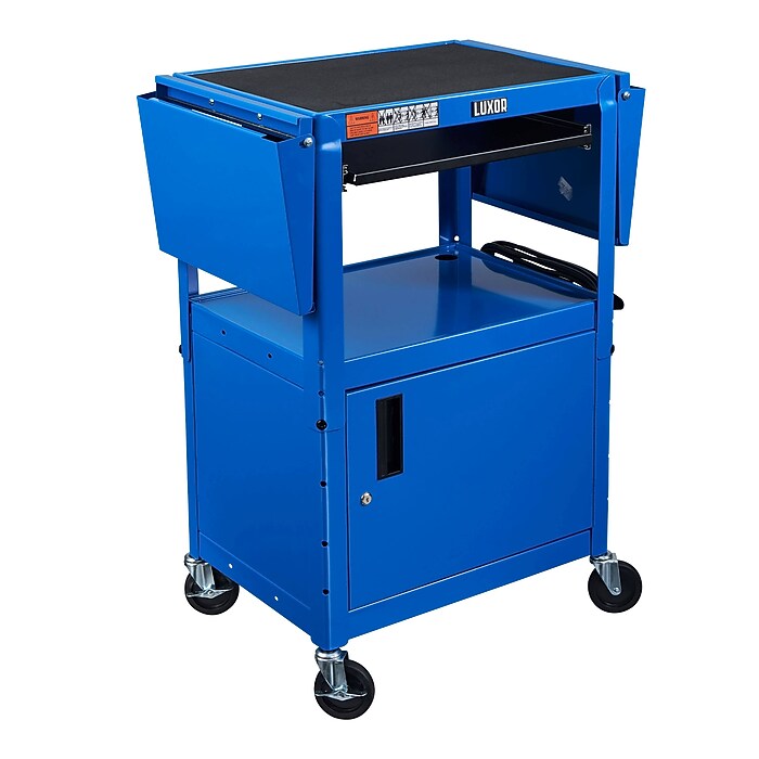 Luxor LEADER 3-Shelf Adjustable Media Utility Cart with Pullout