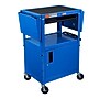 Luxor LEADER 3-Shelf Adjustable Media Utility Cart with Pullout Tray, Locking Cabinet & Drop Leaf Shelves, Blue (AVJ42KBCDL-RB)~#|#~6F75AAB3-7D10-4AC3-92FBFBB758B73893_sc7