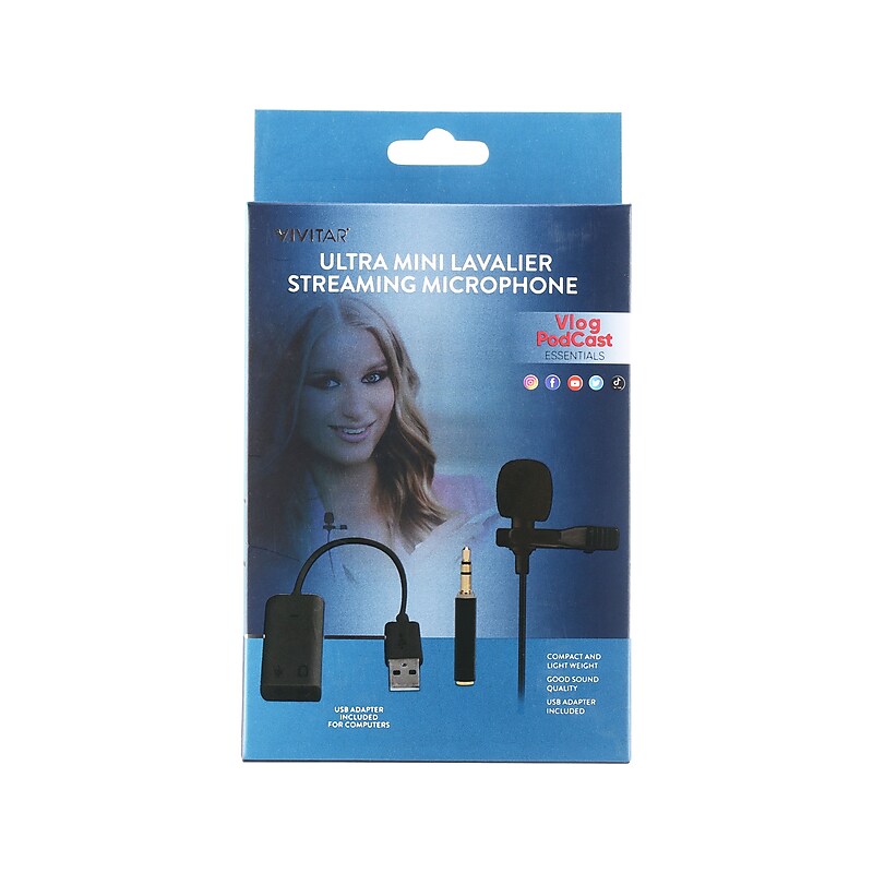 Vivitar Vlog Podcast Microphone Kit, Black (VIVMIC101BUL24) image 1