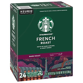 Starbucks French Roast Coffee, Keurig® K-Cup® Pods, Dark Roast, 24/Box (9737)
