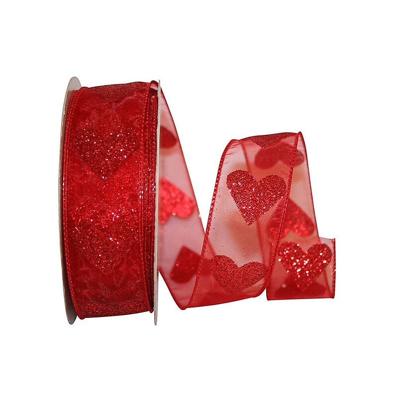 JAM Paper Big Hearts Ribbon, Red (52640340640) image 1