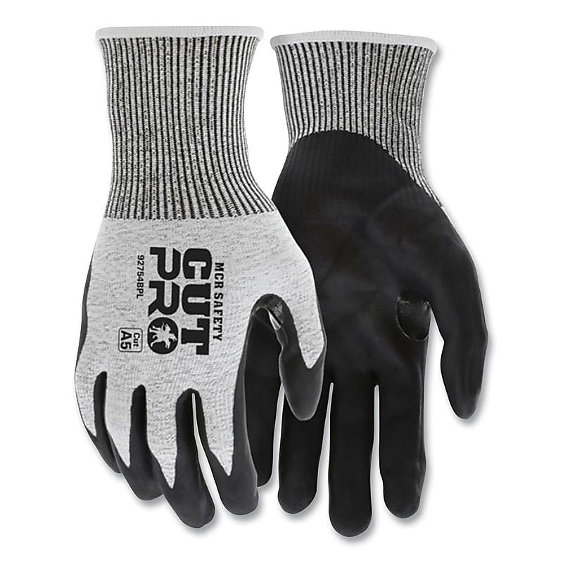 MCR Safety CutPro Bi-Polymer Cut Resistant HyperMax HPPE Gloves, Large, 13 Gauge, A5 Cut Level, Gray/Black (92754BPL) image 1