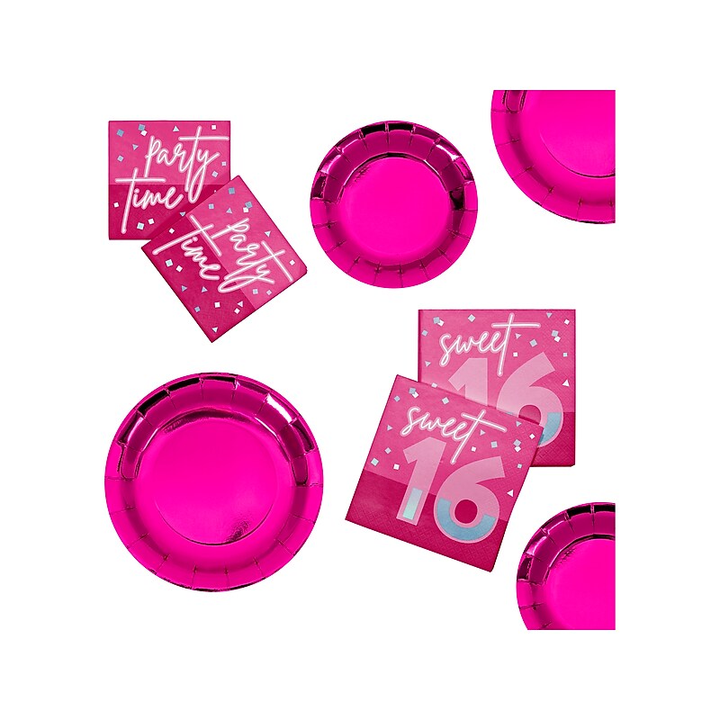 Creative Converting 16th Birthday Tableware Kit, Hot Pink (24594290) image 1