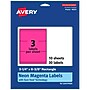 Avery Laser/Inkjet Rectangle Multipurpose Labels, 3-1/4" x 8-3/8", Neon Magenta, 30/Pack (94251)~#|#~6FA9E30A-80C1-4964-B1A035775DE878B0_sc7