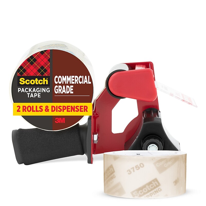 Scotch Commercial Grade Packaging Tape with Dispenser, 1.88" x 54.6 yds., Clear, 2/Pack (3750-2-ST) image 1