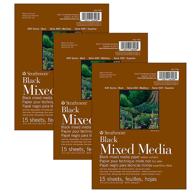 Strathmore 400 Series 6" x 8" Mixed Media Sketch Pad, 15 Sheets/Pad, 3/Bundle (STTP46250606-3) image 1