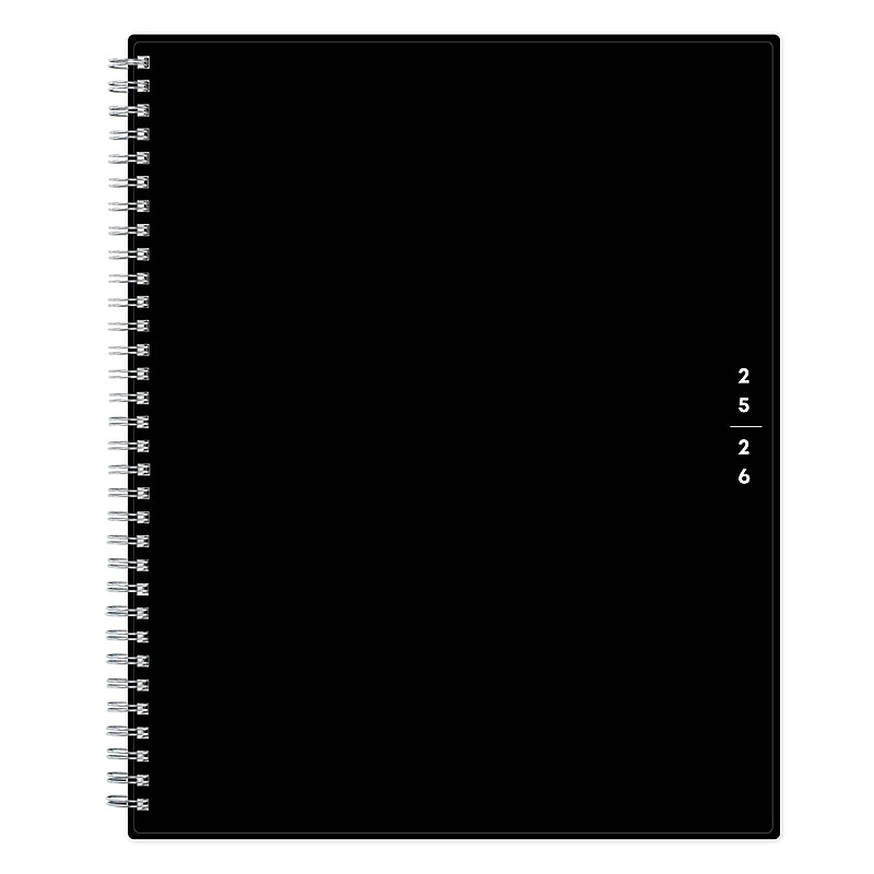 2025-2026 Blue Sky 8.5" x 11" Academic Year Weekly & Monthly Planner, Plastic Cover, Solid Black (134433-A26) image 1