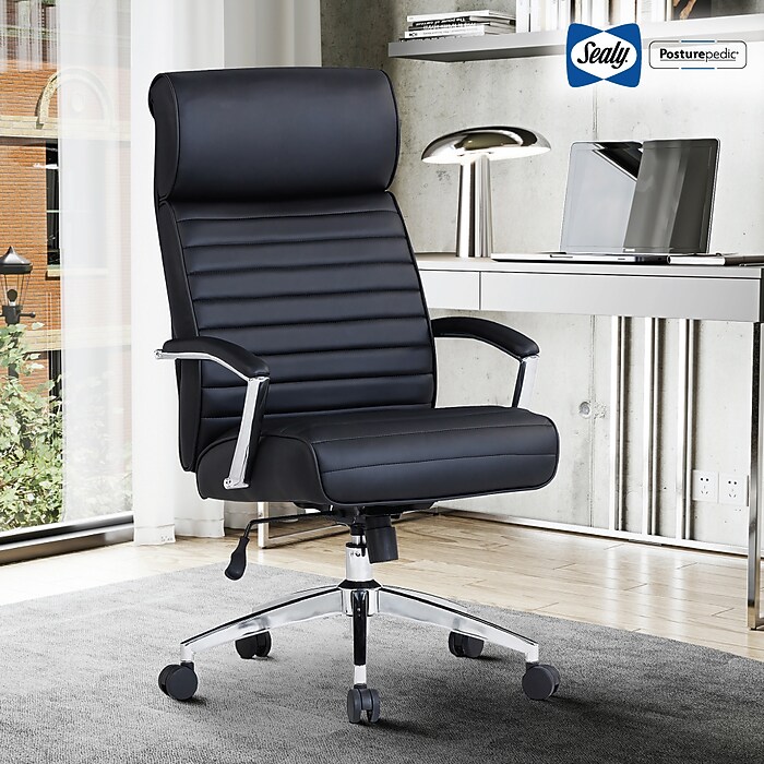 Sealy Newton Ergonomic Faux Leather Swivel Executive Chair, Black