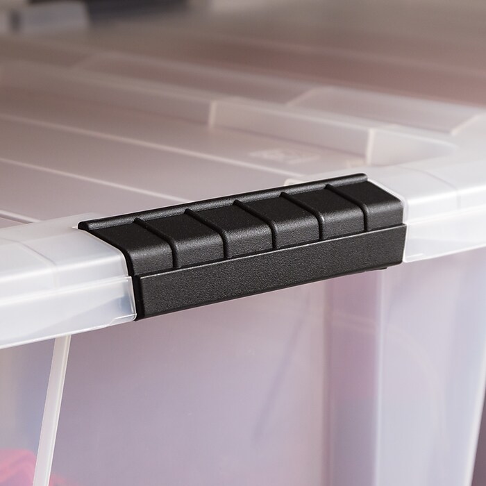 Iris 32 Quart Storage Container with Lid, Plastic, Clear, 4/Pack