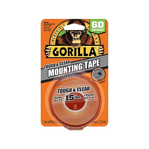 Gorilla Tough & Clear DoubleSided Mounting Tape, 1" x 60", Clear
