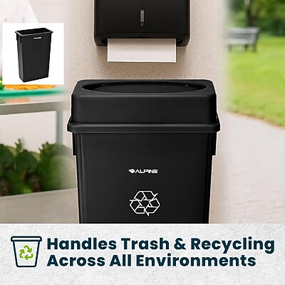 Alpine Industries Plastic Indoor Slim Commercial Trash Can with Lid, 23 Gallon, Black (477-BLK-PKG1) Sansujyuku sansujyuku.com