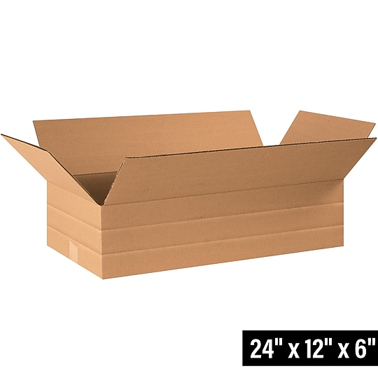 24 x 12 x 6" Multi-Depth Shipping Boxes, 32 ECT, Brown, 20/Bundle (MD24126)~#|#~6FE21DFE-624F-42E2-AD03F8242EC3B237_sc7