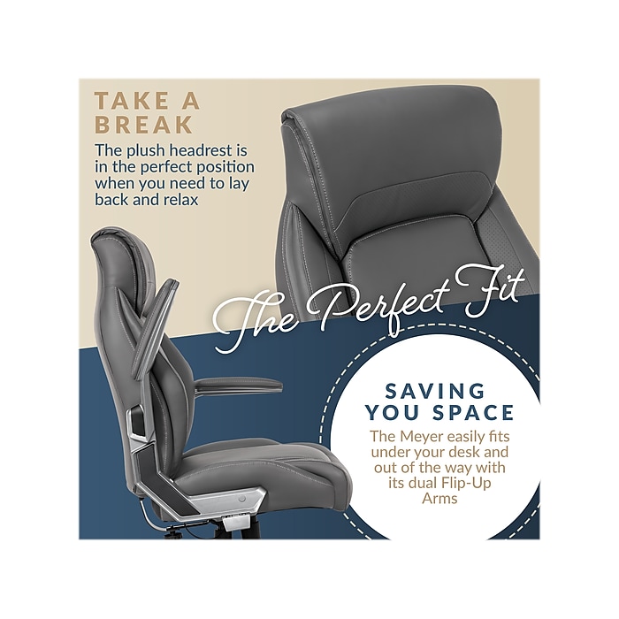 La-Z-Boy Meyer Ergonomic Bonded Leather Swivel Executive Chair, Gray (60082-GRY) | Staples La-Z-Boy Meyer Ergonomic Bonded Leather Swivel Executive Chair, Gray (60082-GRY) | Staples