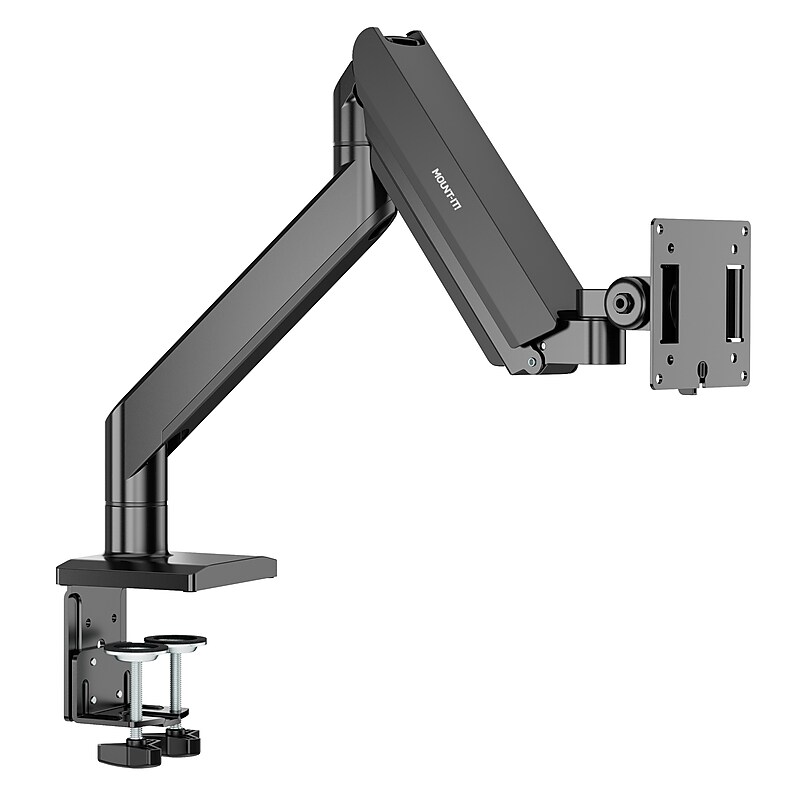 Mount-It! Adjustable Single Monitor Desk Mount with Gas Spring Arm, 13" to 57", 55 lbs. Capacity, Black (MI-4891) image 1