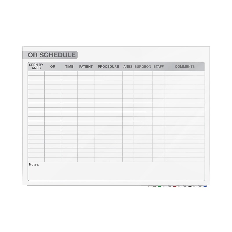 Ghent Aria OR Schedule Glass Dry-Erase Whiteboard, 4'H x 8'W (GRPARIASN13S-48) image 1
