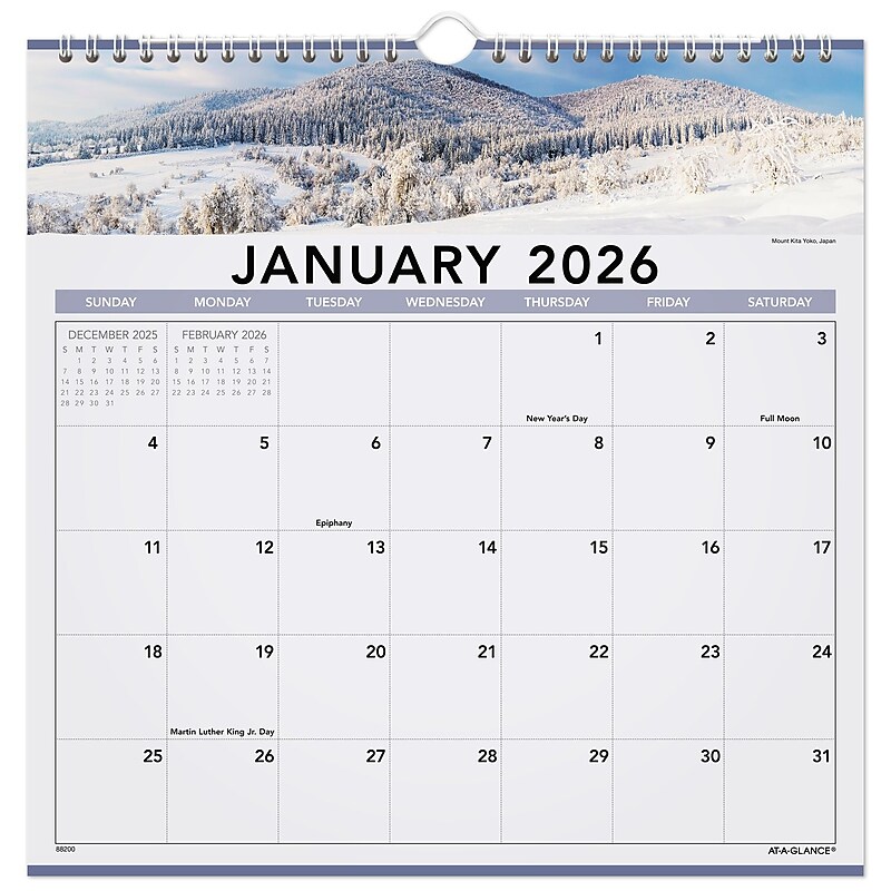 2026 AT-A-GLANCE Landscape 12" x 12" Monthly Wall Calendar (88200-26) image 1