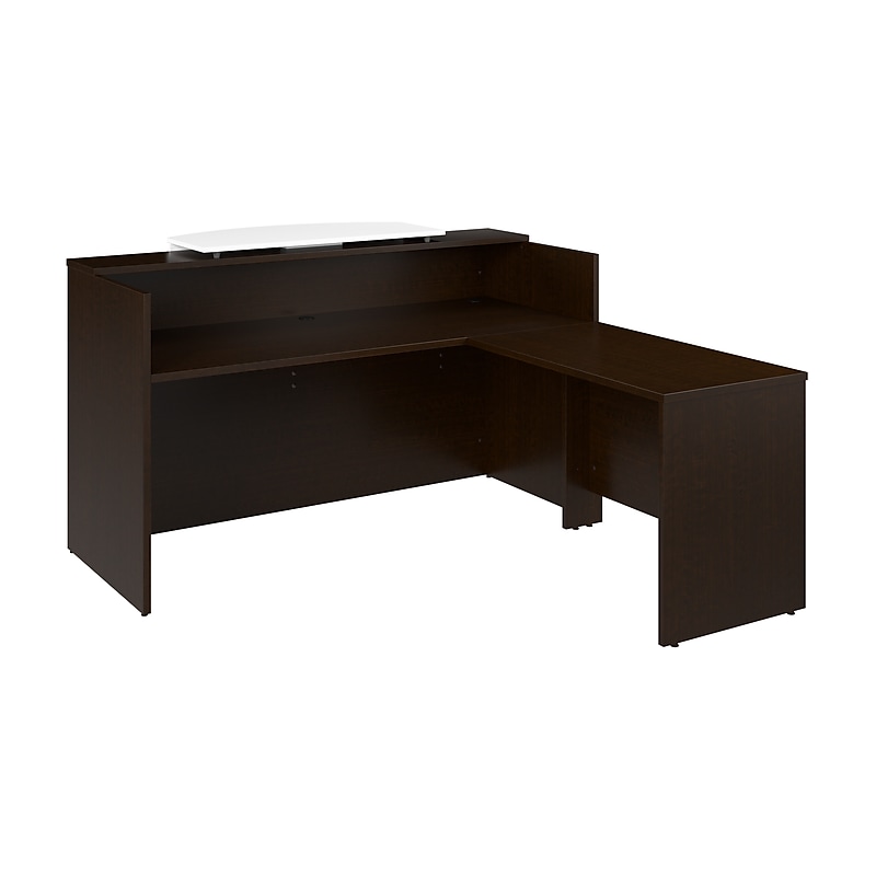 Bush Business Furniture Arrive 72"W L Shaped Reception Desk with Counter, Mocha Cherry (ARV009MR) image 1