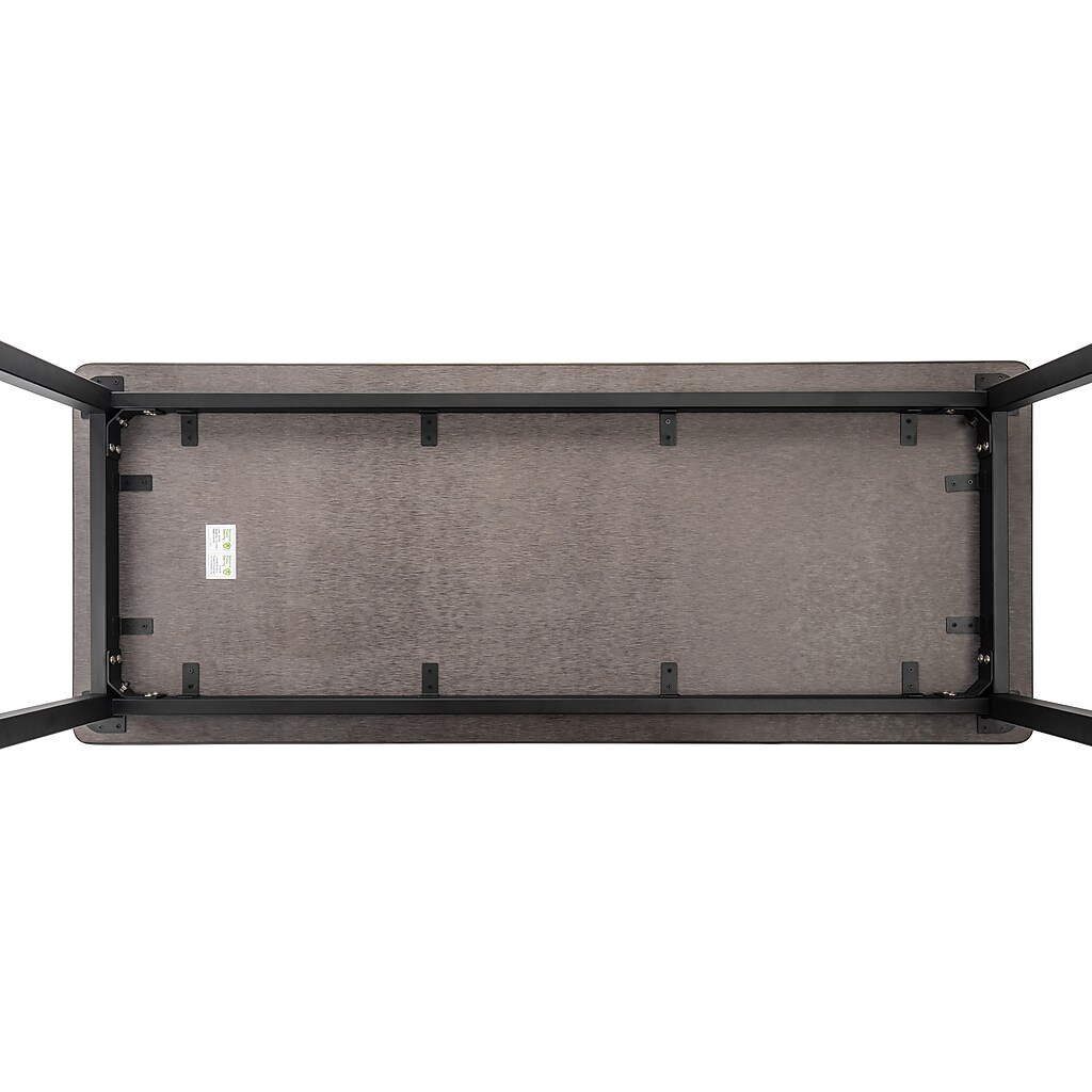 Underside of table with metal bracing