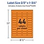 Avery Laser/Inkjet Multipurpose Rectangle Labels, 2/3" x 1-3/4", Bright Orange, 440/Pack (94209)~#|#~7008AD9D-BE7A-49F8-822D03F9CB50E0C0_sc7