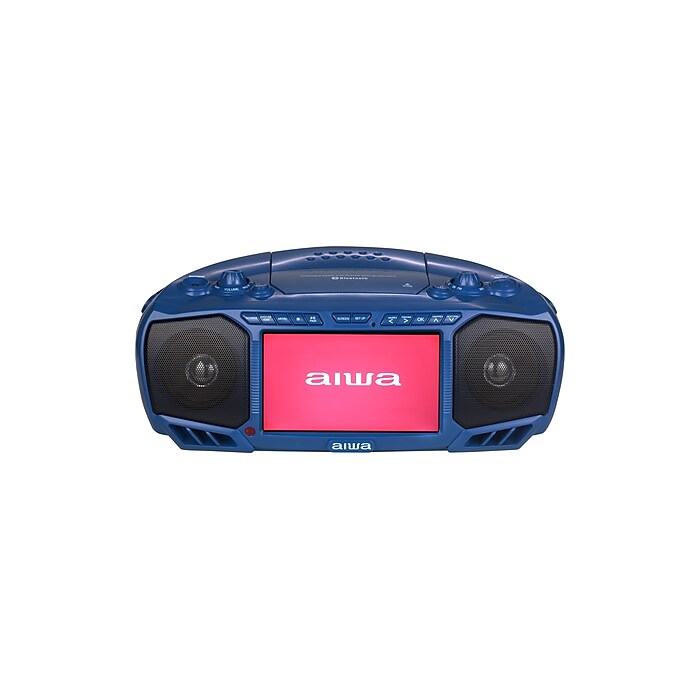 Aiwa Wireless Bluetooth Portable Media Boombox, Navy (AI7001-NVY