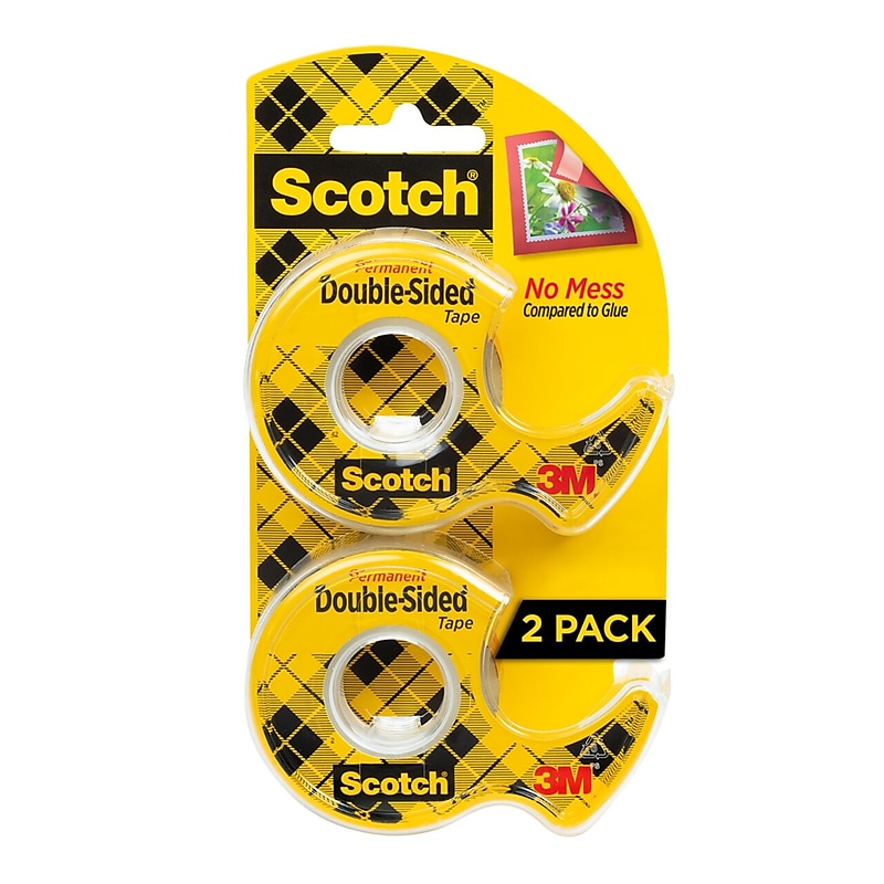 Scotch Permanent Double Sided Tape Refill, 0.5" x 11.11 yds., Transparent, 2/Pack(137DM-2) image 1