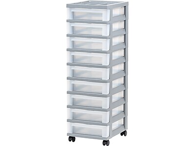 IRIS 9 Drawer Storage Cart with Organizer Top Gray BrickSeek