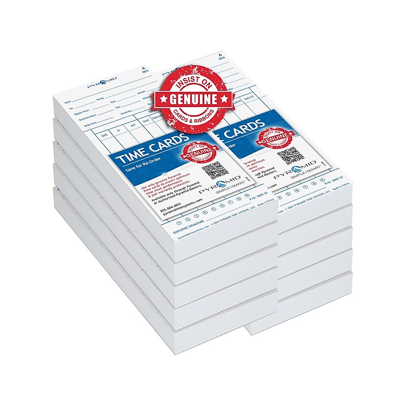 Pyramid Time Cards for 3800 Time Clock, 1000/Pack (3800-10MB) image 1