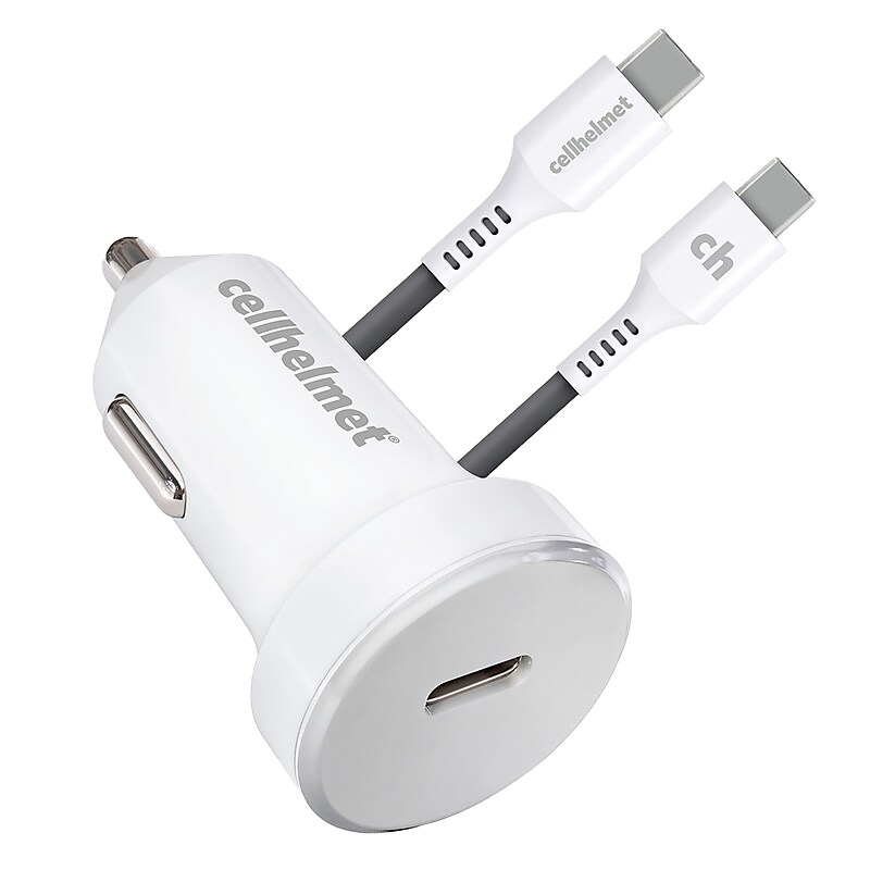 cellhelmet USB-C Car Charger for Multiple Brands, 30W, White (PK-201) image 1
