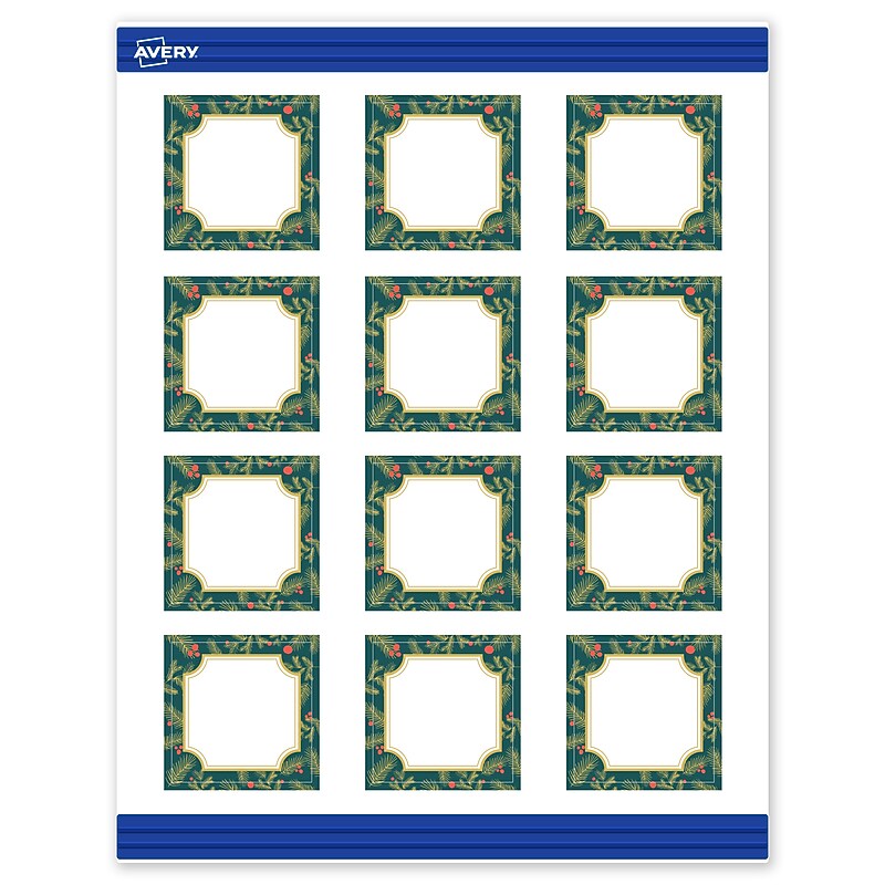 Avery Gold-Teal Berries Matte Blank Card, White, 120/Pack (S00-FF7) image 1