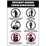 Avery Surface Safe "Prevent Germs from Spreading" Preprinted Wall Decals, 7" x 10", White/Black, 5/Pack (83174)~#|#~7020C80D-7CA5-443B-B79FEA64974E20F4_sc7