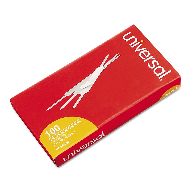 Universal Self-Adhesive Paper and File Fasteners, 1" Capacity, 100/Bx (UNV81003) image 1