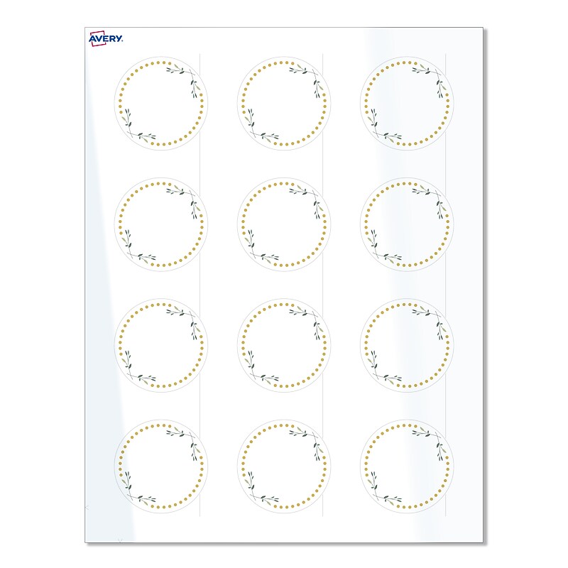 Avery Laser/Inkjet Circle Multipurpose Labels, 2" Dia., White, 120/Pack (S00-D2T) image 1