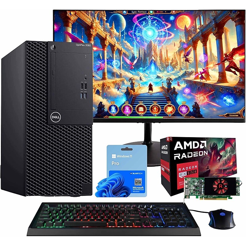 Dell Optiplex Tower Computer, Intel i5-8500, AMD Radeon RX 550, 32GB RAM, 1.25TB SSD, Windows 11 Pro image 1