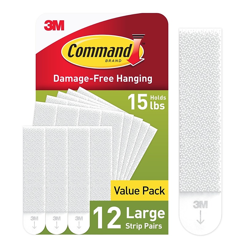 Command Large Hanging Strips, 15 lb., White, 12/Pack (17206-12ES) image 1
