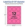 Avery Laser/Inkjet Round Multipurpose Labels, 2.25" Dia., Bright Pink, 480/Pack (94510)~#|#~7032FB88-DEA0-4FF4-BA7918E97AA9780F_sc7