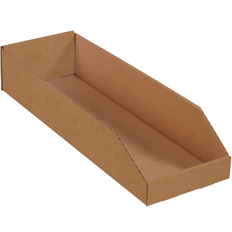 Partners Brand Medium Folding Corrugated Storage Bin, 4.5" x 8"x 24", Brown, 50/Bundle (BINMT824K) image 1