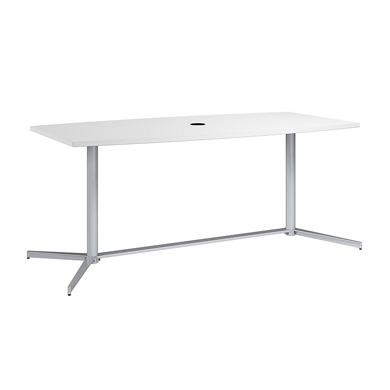 Bush Business Furniture 72"W x 36"D Boat Shaped Conference Table, White (99TBM72WHSVK) image 1