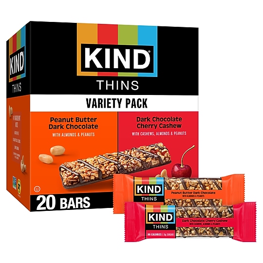 KIND Thins Gluten Free Nut Bar Variety Pack, 14.8 oz., 20 Bars/Box (41891)~#|#~7036CB2F-43F1-428B-84C3CBB57FF9EAD2_sc7