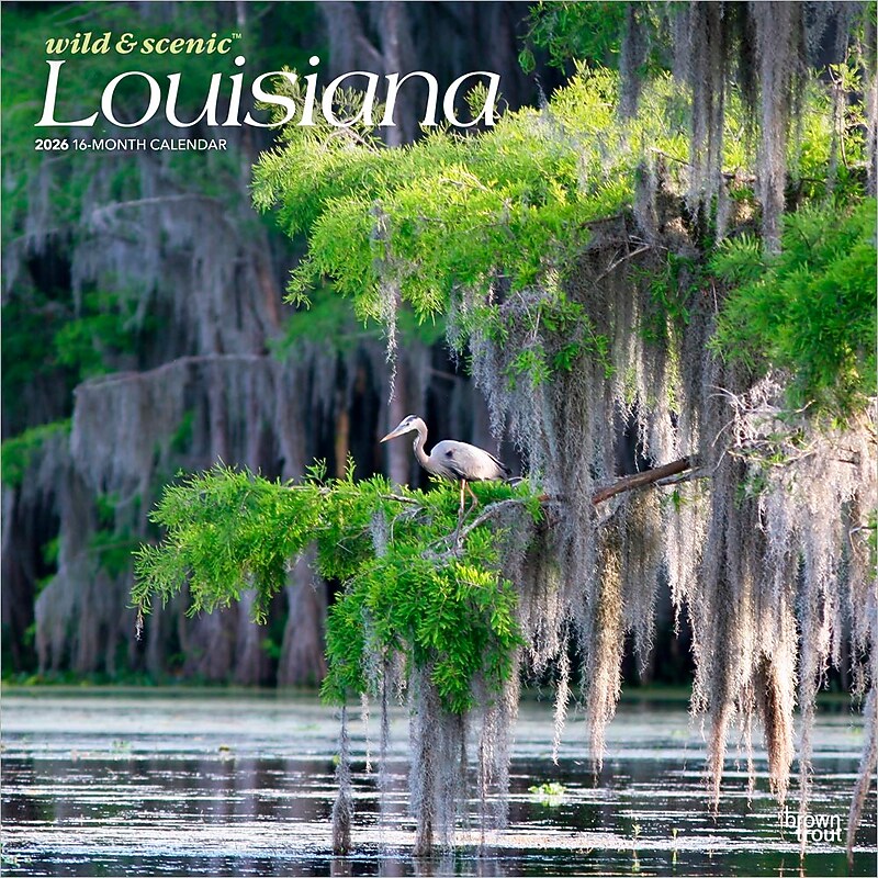 2026 BrownTrout Louisiana Wild & Scenic 12" x 12" Monthly Wall Calendar (9798330704408) image 1
