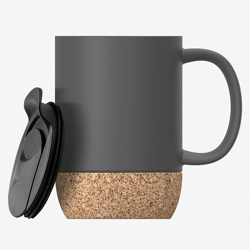 ASOBU Ceramic Travel Mug with Cork Base, 12 oz., Gray (SM50GREY) image 1