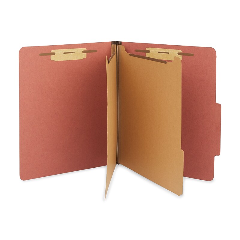Staples® Recycled Pressboard Classification Folder, 2-Dividers, 2 1/2" Expansion, Letter Size, Brick Red, 20/Box (ST614617-CC ) image 1