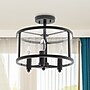 Lalia Home 3-Light 13" Farmhouse Glass and Metallic Accented LED Semi-flushmount, Matte Black (LHM-1000-BK)~#|#~7059CAD1-637F-47A5-94403C2A0D793AFE_sc7