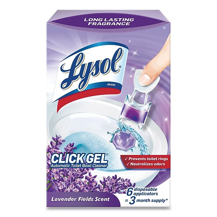 Lysol Click Gel Toilet Bowl Cleaner, Lavender Fields, 6/Pack, 4