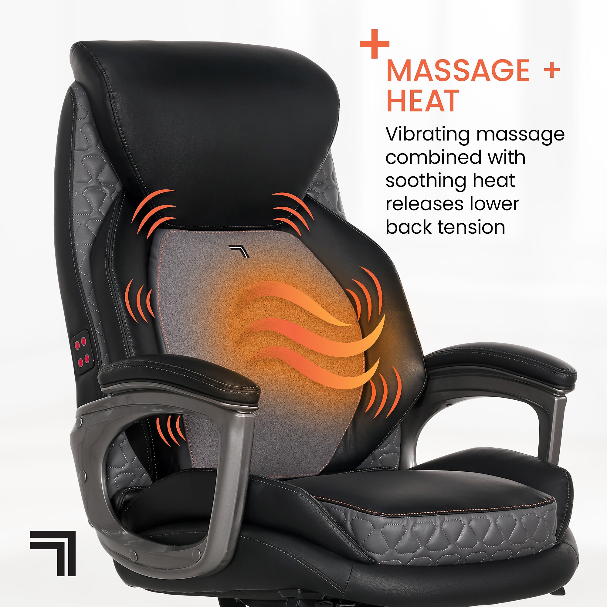 Sharper Image S-600 Active Lumbar Heated Ergonomic Bonded Leather Swivel Executive Massage Chair, Black (60098-BLK) Sansujyuku sansujyuku.com
