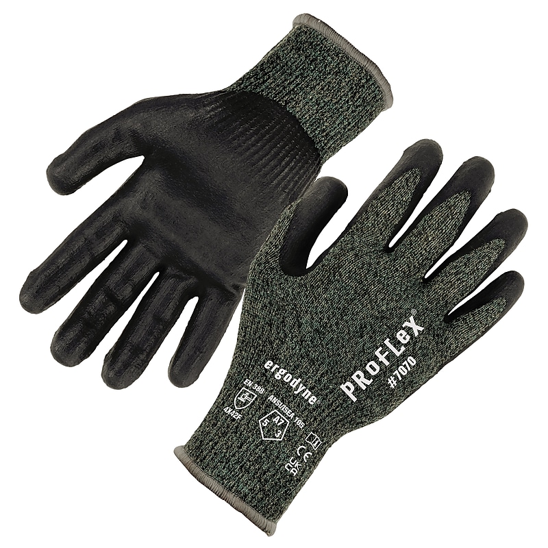 Ergodyne ProFlex 7070 Nitrile Coated Cut-Resistant Gloves, ANSI A7, Heat Resistant, Green, Small, 1 Pair (18042) image 1