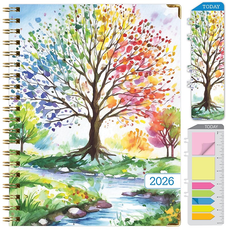 2026 Global Printed Products 8.5" x 11" Weekly & Monthly Planner, Paperboard Cover, Tree Seasons (FSHN-CY26-8511-20) image 1