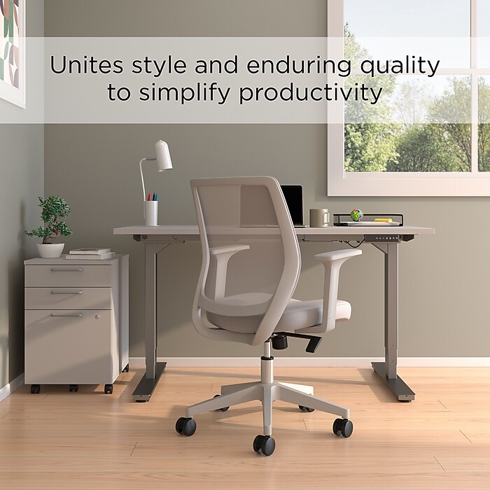 Staples Essentials Ergonomic Fabric Swivel Task Chair, Gray