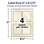 Avery Pearlized Ivory Rectangle Multipurpose Labels, 4" x 3-1/3", Ivory, 100/Pack (94223)~#|#~70661998-19C7-48DE-84395D6C73B42AA2_sc7